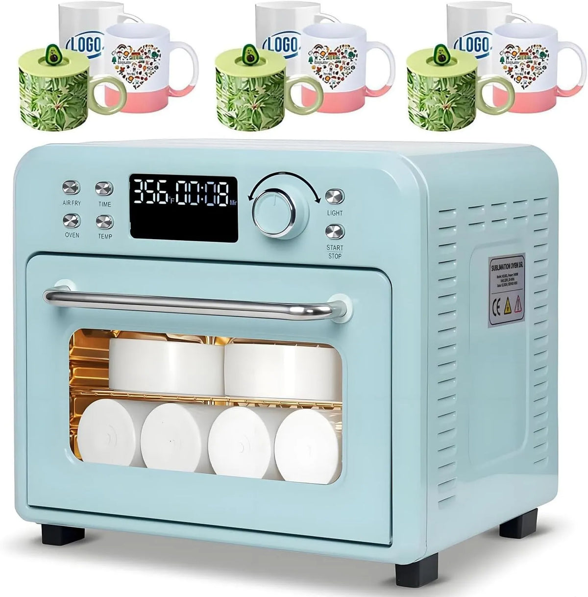 Four électrique, 16 L, minuteur, Four à Convection légère avec minuterie, Four à Sublimation pour gobelets et Tasses, incluant Un GA-nt résistant à la