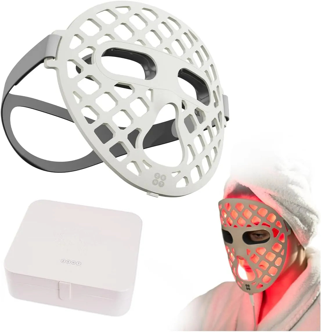 4-en-1 Anti-âge, Masque LED, Léger et étanche IP67, Thérapie par lumièreinfrarouge, bleue et jaune, Masque led visage luminothérapie, USB-C