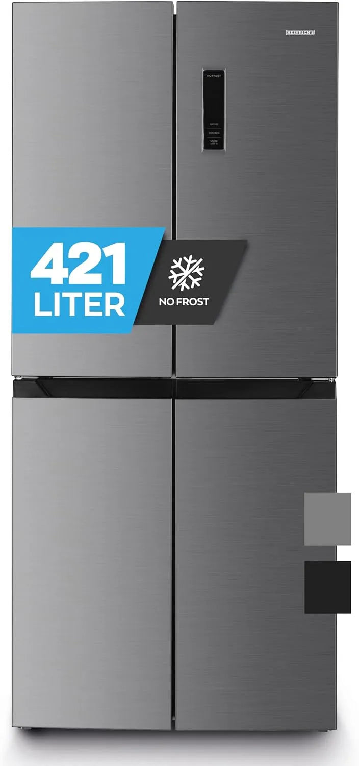 Réfrigérateur combiné, 421 L, No Frost, Fresh Converter, éclairage LED, acier inoxydable, frigo avec congélateur, Heinrich ́s Cross Door