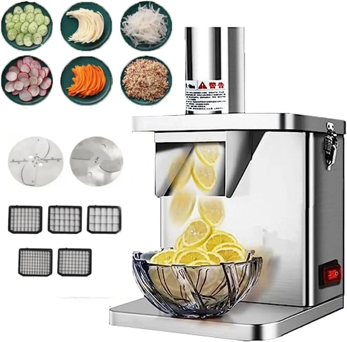 pour Déchiqueter/Couper en Dés/Trancher, Électrique De Légumes-3-En-1, Dicer De Fruits Et Légumes-Port d'alimentation De 7x6 Cm De Diamètre, Dicer De