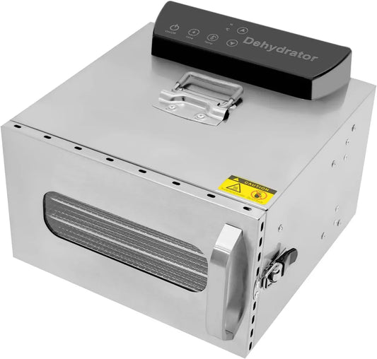 24H Séchoir, déshydrateur alimentaire, 28x20 Cm, 400 W, 30 à 85 °C, minuteur, acier inoxydable, 6 Plateaux