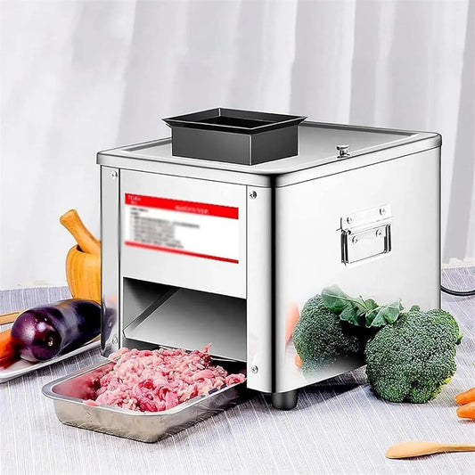 220V-5mm émince et coupe en dés, Trancheuse robuste en acier inoxydable pour viande et légumes, rancheuse électrique professionnelle de 850W pour