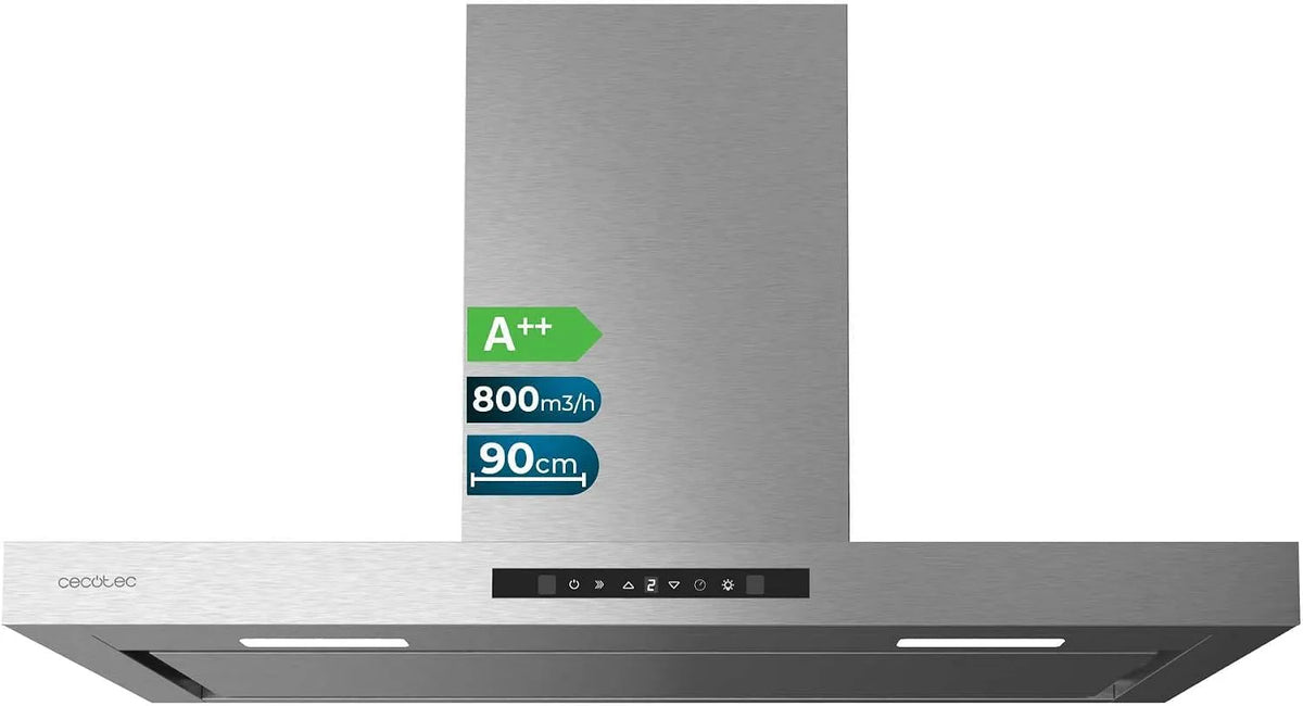 Cecotec Bolero Flux PM m3/h Hotte aspirante, 60 cm, 105 W, 430 m3/h, hotte de cuisine, 3 niveaux, noir, Filtre en Aluminium, Commande Mécanique
