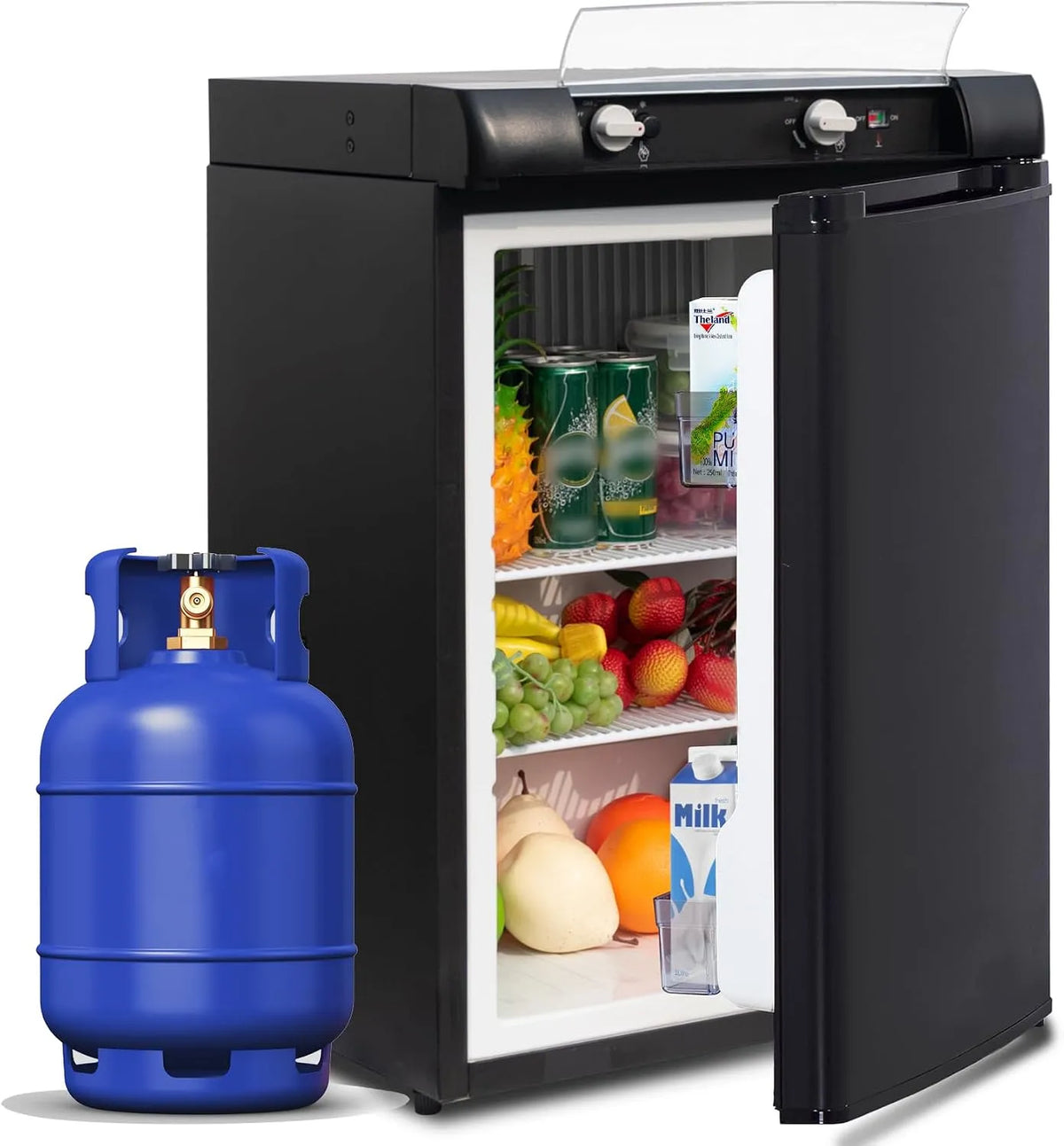 Réfrigérateur 12V/220V, Gaz, 60 L, 12 V, portable, silencieux, camping, noir, SMETA Frigo Trimixte 60L, Caravane, Camion et Fourgon