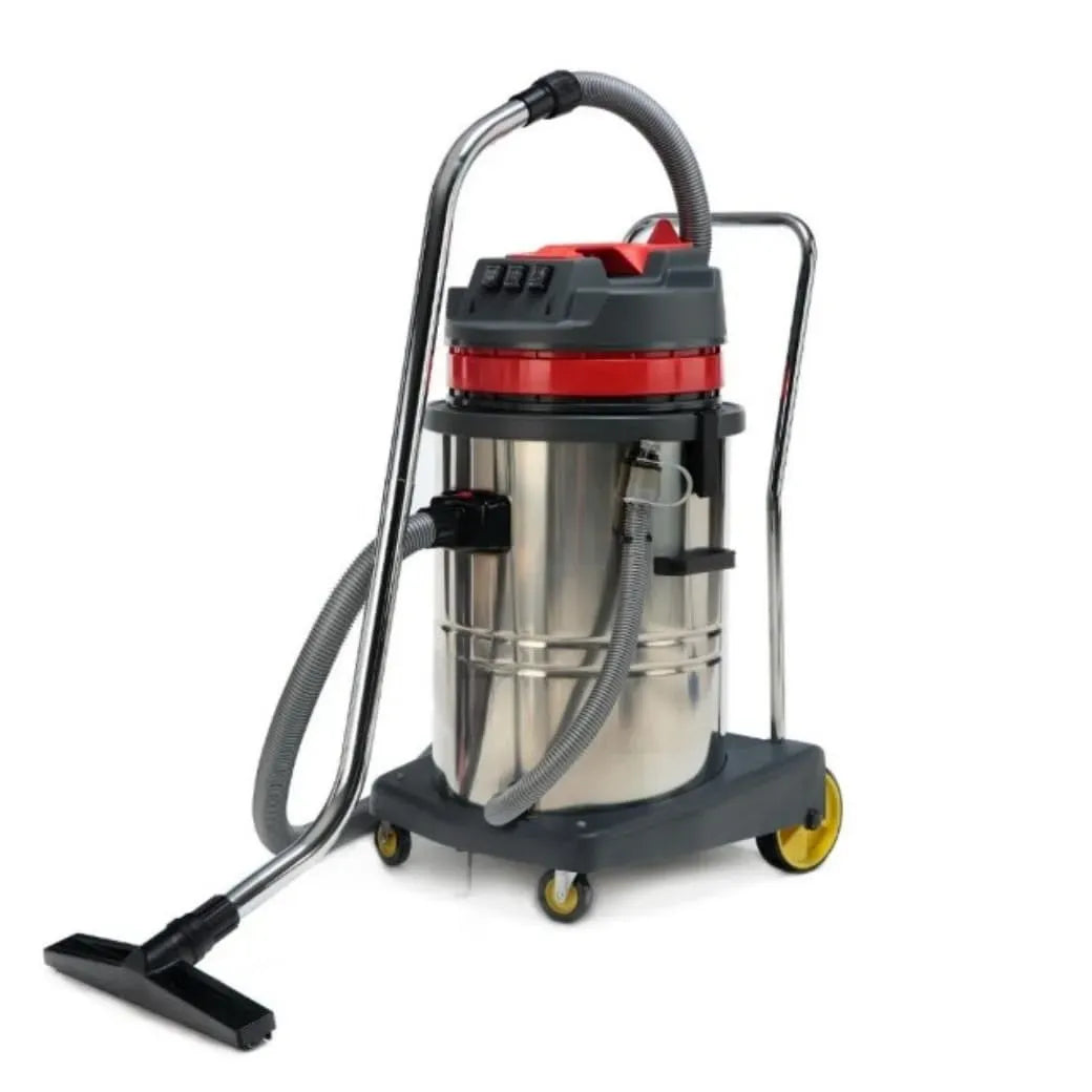 Aspirateur, 60 L, 3000 W, grand réservoir, professionnel, acier inoxydable, Accessoires inclus câble 8m, 3 Moteurs, PHOENIX