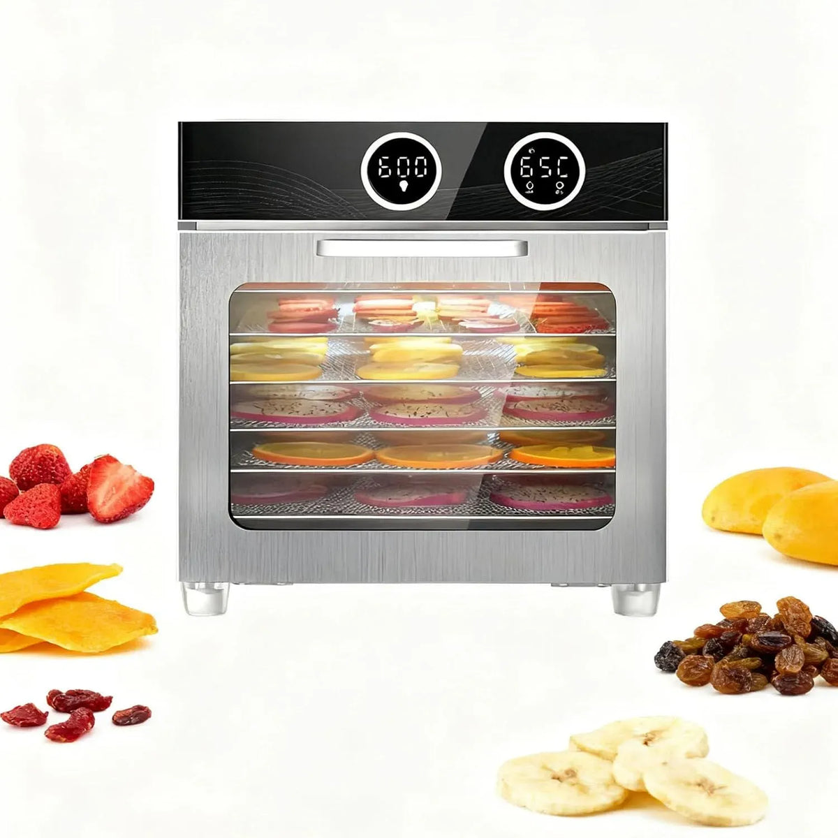 24H 6Layer pour Viande, Déshydrateur Alimentaire Compact, pour La Maison, 6/12 Plateaux en Acier Inoxydable, Minuterie 24H, Contrôle De La Température