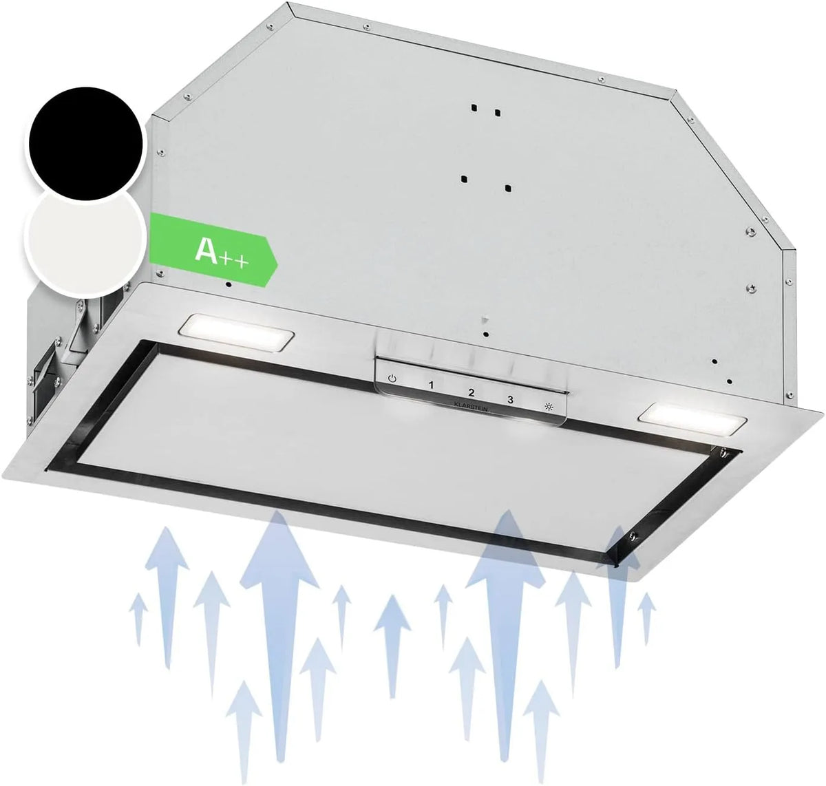 Klarstein Hotte aspirante, 90 cm, 369 m3/h, hotte de cuisine, encastrable, tactile, silencieux, de Cuisine 90cm avec Lampes LED, Débit d'Air Puissant