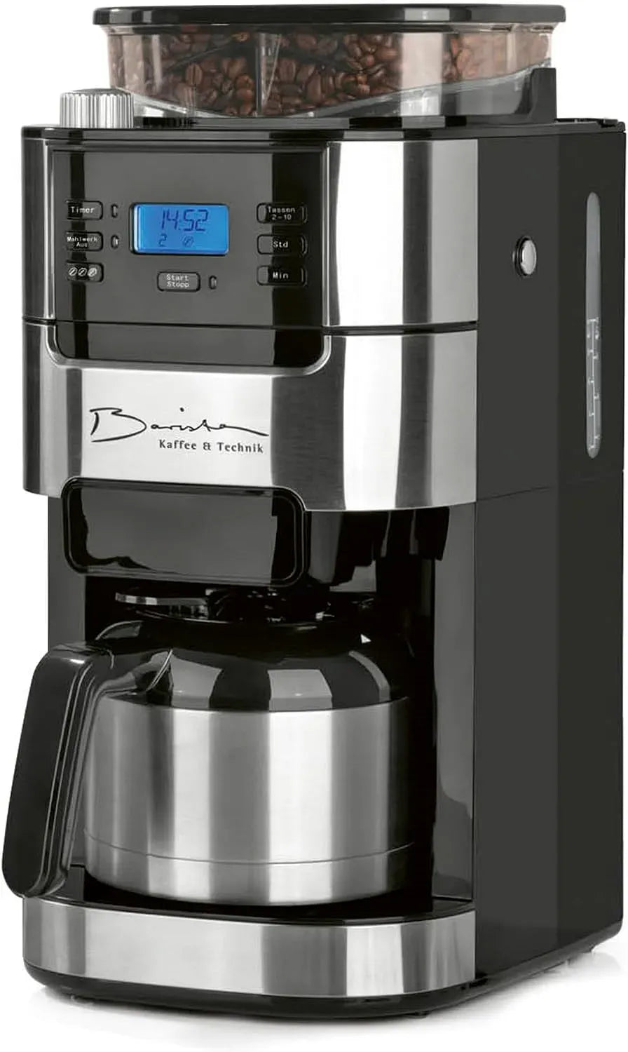 Cafetière électrique, 1 L, minuteur, machine à café, Filtre, Barista Cafetière Filtre avec verseuse Isotherme 1L pur 12 tasses de café