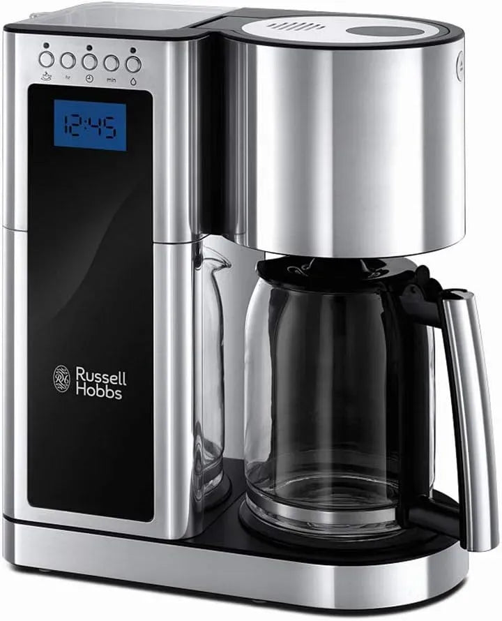 Russell Hobbs Elegance Cafetière électrique, 1,25 L, 1600 W, maintien au chaud, Machine à café 23370-56, 10 tasses, verseuse en verre 1,25L