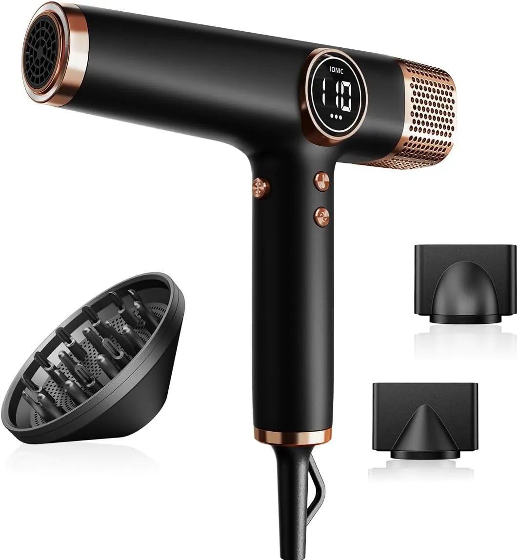 Moteur, noir, pour Séchage Rapide, Faszin Seche Cheveux Léger avec Moteur Haute Vitesse de 110 000 tr/min pour Séchage Rapide