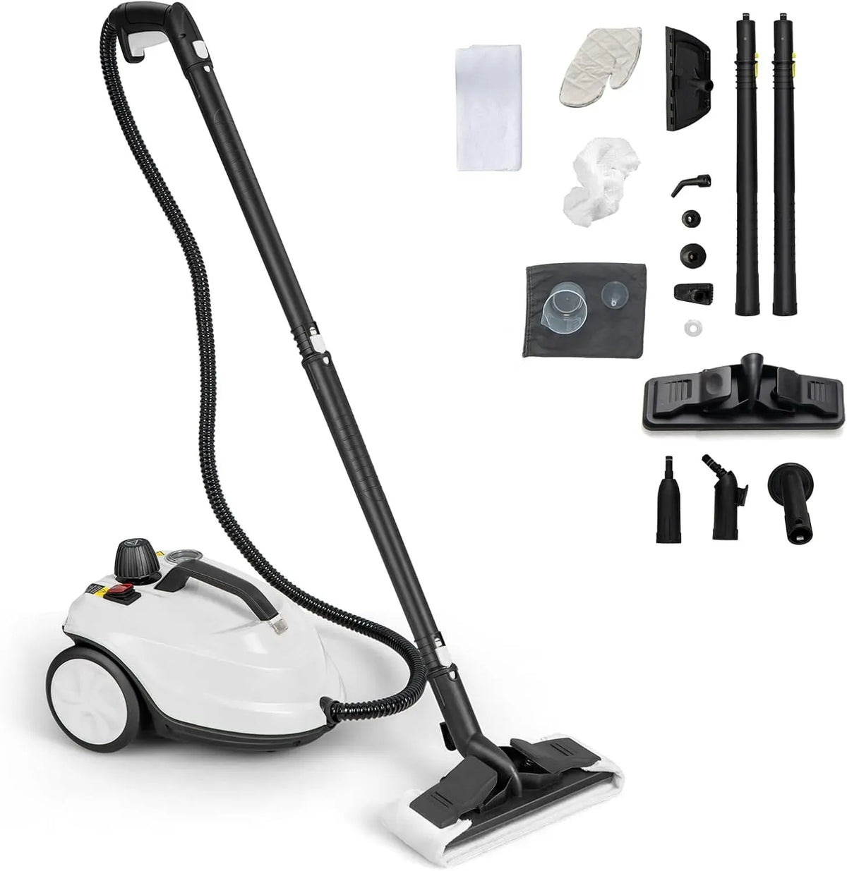 Nettoyeur vapeur, 1.8 L, 2000 W, SOARS, grand réservoir, usage sur sols, cuisine, voiture, vitres et canapé, blanc, Pression Max 5 Bar, 160°C