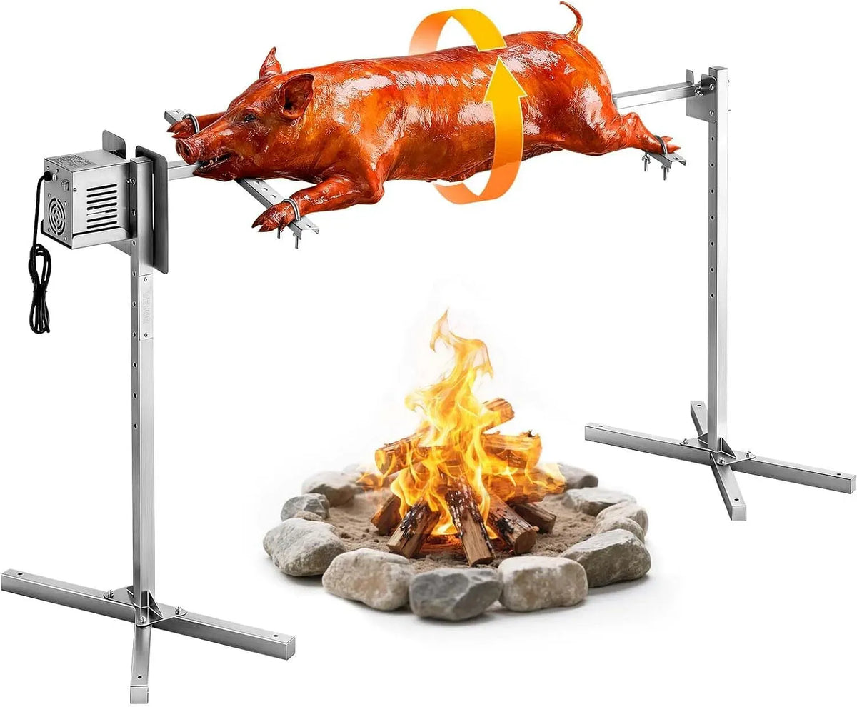 VEVOR Barbecue, Moteur, 38 W, 40 kg, acier inoxydable, 8 Niveaux, pour Agneau Porcelet