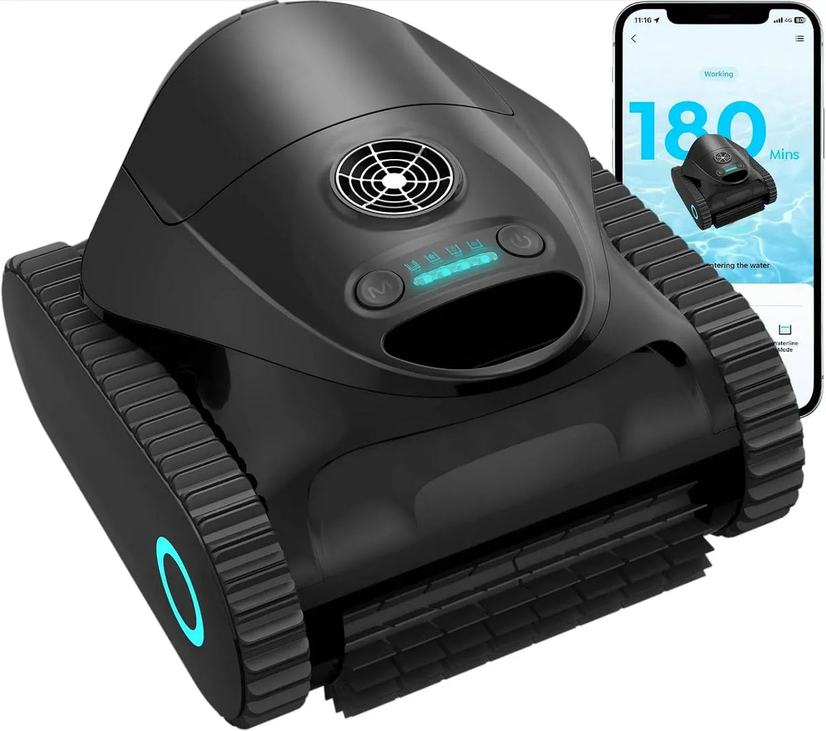 Aspirateur, noir, Autonomie 180 min, BRINBO C1 Robot Piscine Fond et Parois, Contrôle via App, pour Piscines jusqu'à 150 m², 2026 Neu, 3 Moteurs