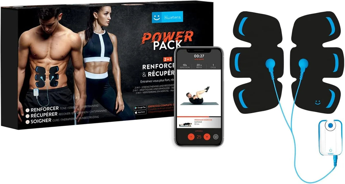Appareil, plastique, pour Abdominaux, Bluetens Power Pack: Appareil Stimulateur Musculaire ABS pour Abdominaux