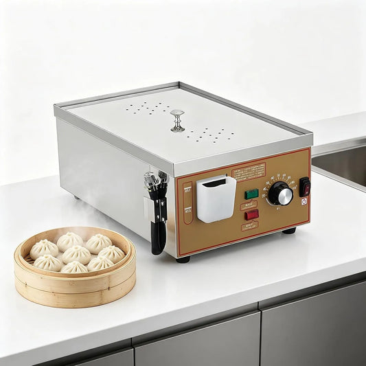 2holes Cuiseur, vapeur, professionnel, restaurant, acier inoxydable, pour Petits Pains avec Alarme de Cuisson à Sec 2holes
