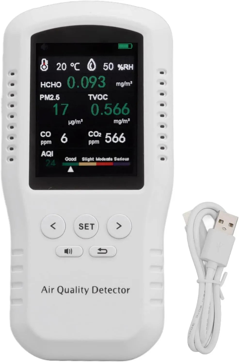 Moniteur CO2, portable, USB, Détecteur Portable HCHO TVOC PM2, Testeur de Capteur de Température et D'humidité 8 en 1, 5 avec Capteur de Gravité