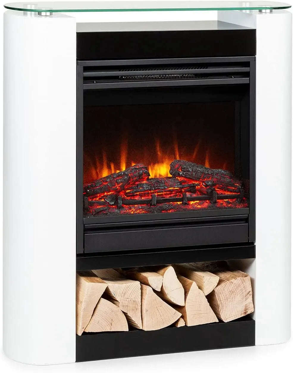 Klarstein Radiateur électrique, 1800 W, minuteur, thermostat, Fausse Cheminée Decorative avec Effet Flamme en LED, Thermostat Réglable