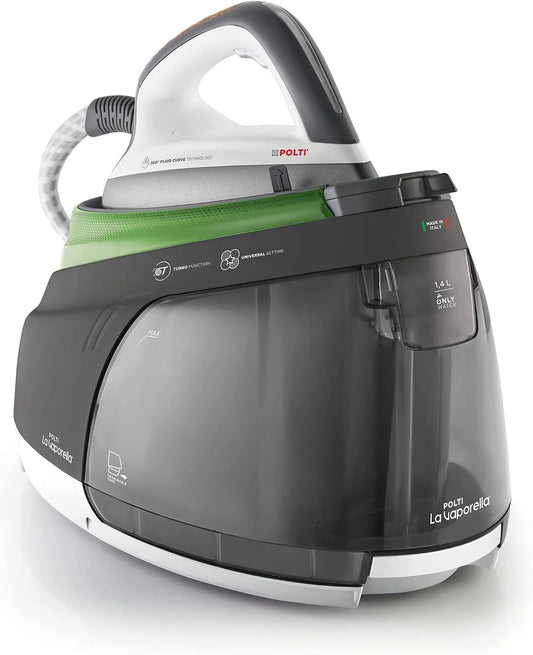 XT90C La Vaporella, Fer à Repasser avec Chaudière, pour Autonomie Illimitée, Pression 7 Bar, Capacité 1, Fonction Eco, Vert et Gris, 1.4 L